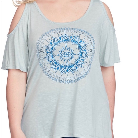 Jessica Simpson Tops - NEW Jessica Simpson cold shoulder graphic evil eye